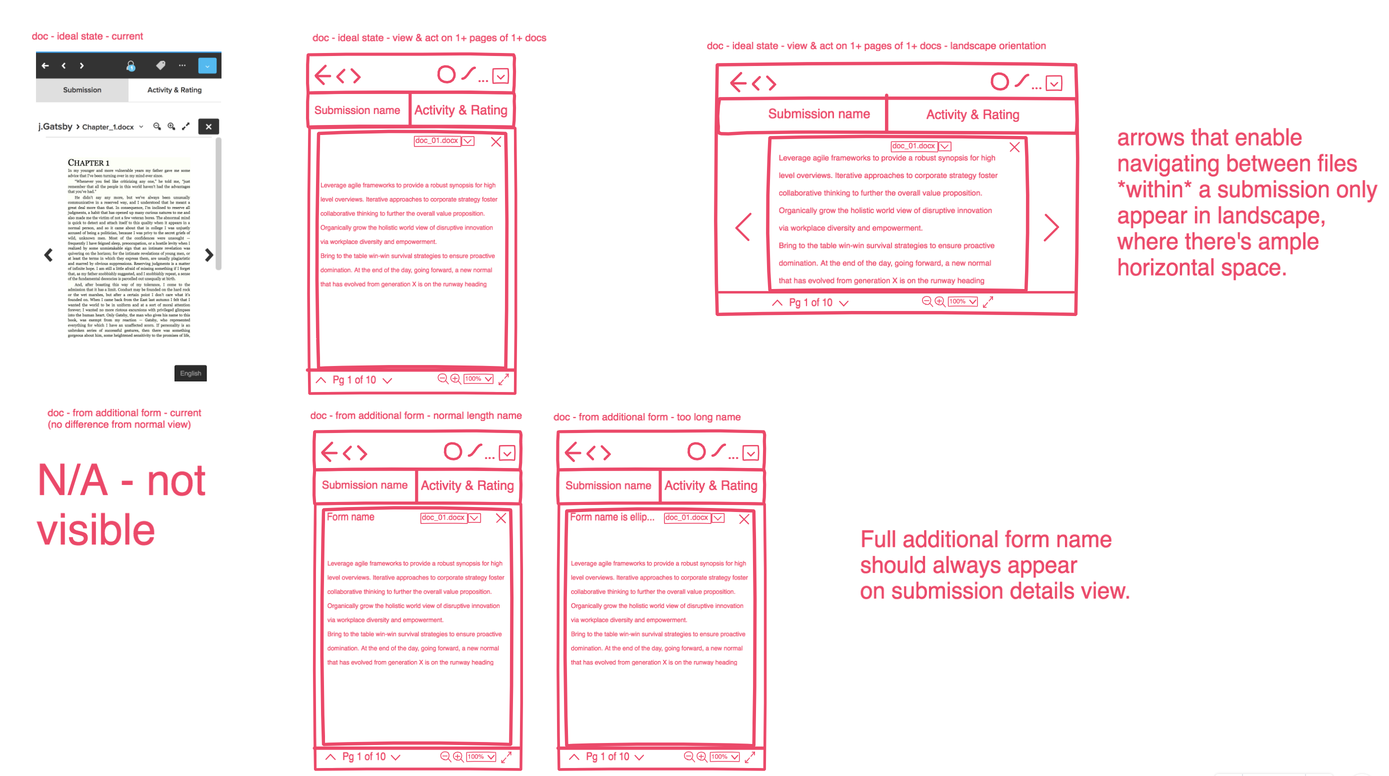 Detailed mobile wireframes in Freehand