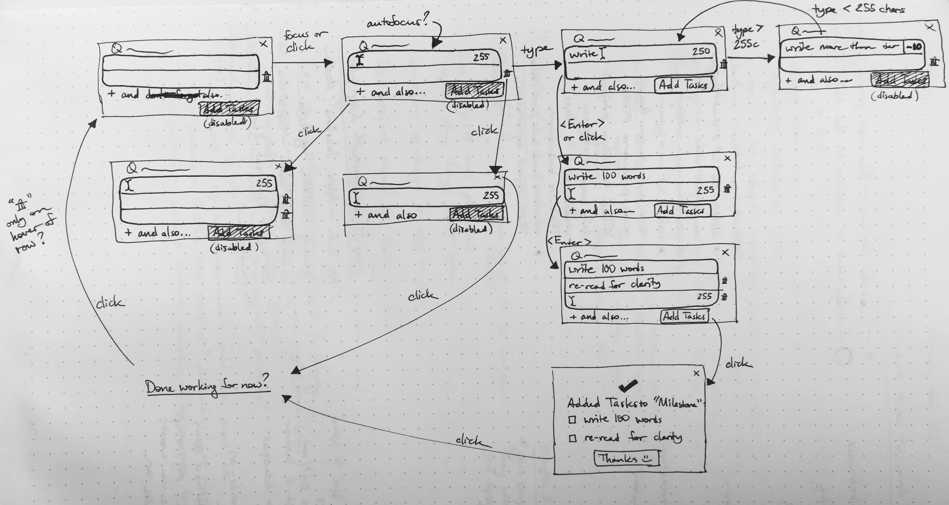 Note to self states and flows